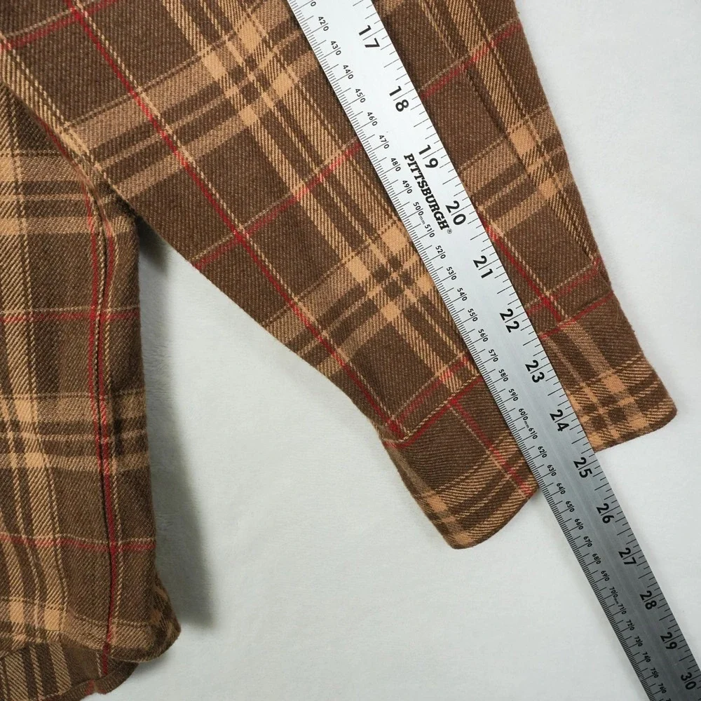 Chaps Ralph Lauren Mens Brown Plaid Cotton Wool Blend Button Down Shirt XL‎